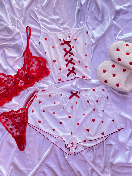 Pyjama d'été short coeur 02