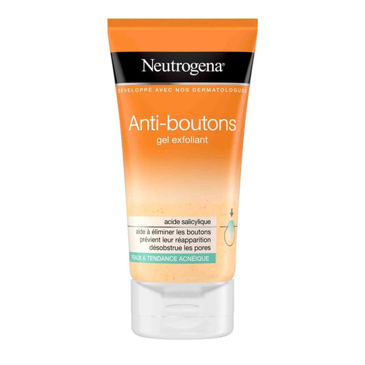 Neutrogena Anti-Boutons Gel Exfoliant à l'Acide Salicylique, Peaux à Tendance Acnéique, Sans Parfum, Tube 150 ml