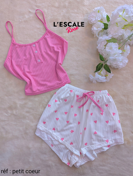 Pyjama d'été short petit coeur