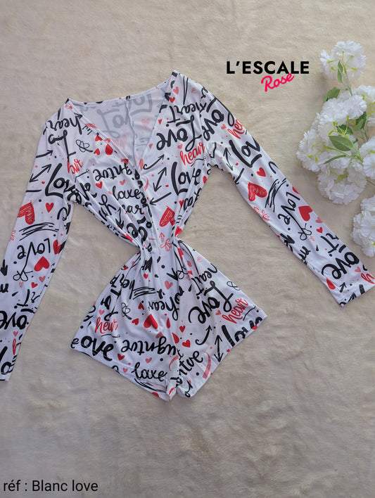 Combi-short Blanc love shein