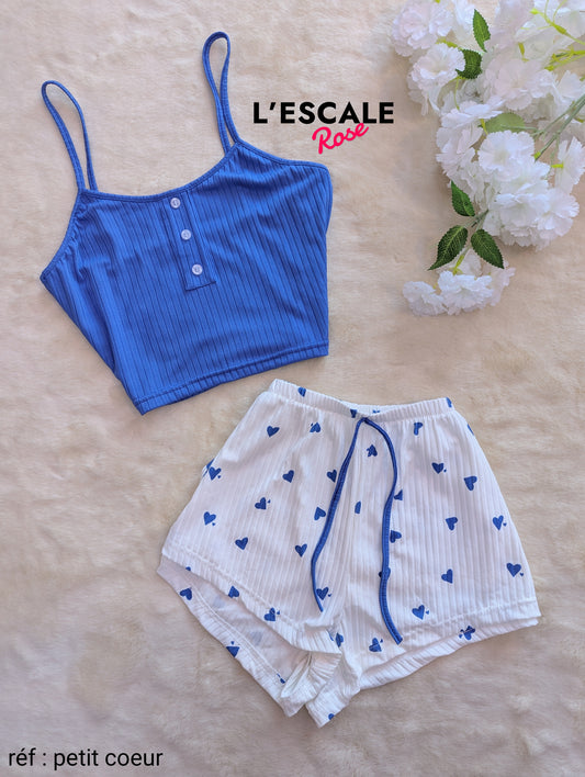 Pyjama d'été short petit coeur