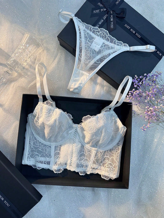 Ensemble 2 Ps blanc en dentelle raffiné shein