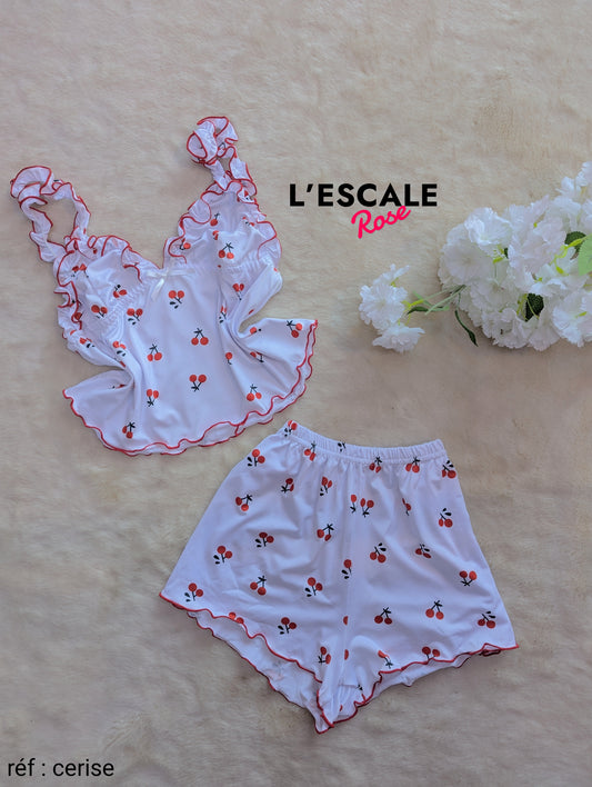 Pyjama d'été short cerise