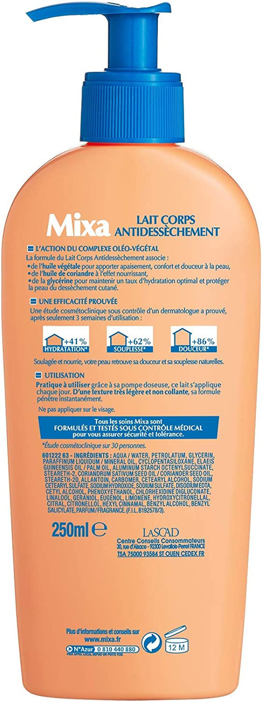 Mixa Corps Intensif Peaux Sèches Lait Anti-Dessèchement, 250ml
