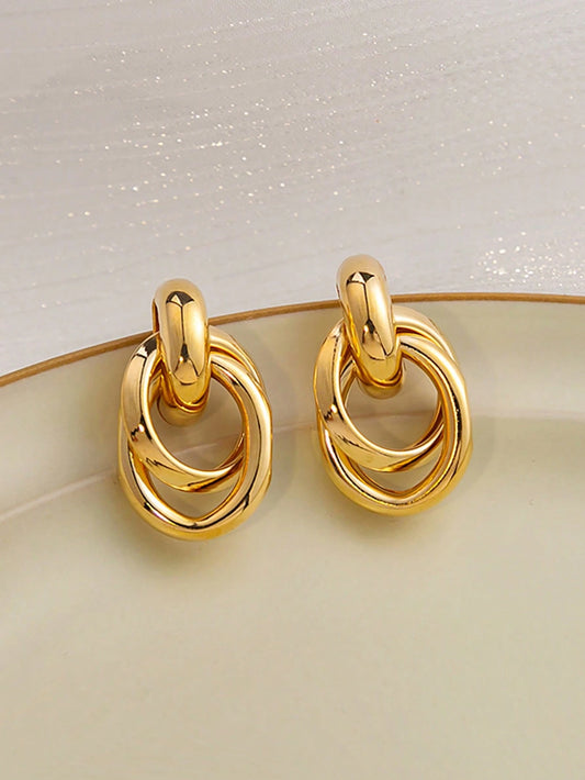 Boucles d'oreilles en alliage de zinc avec cercle pour femme pour décoration quotidienne Shein