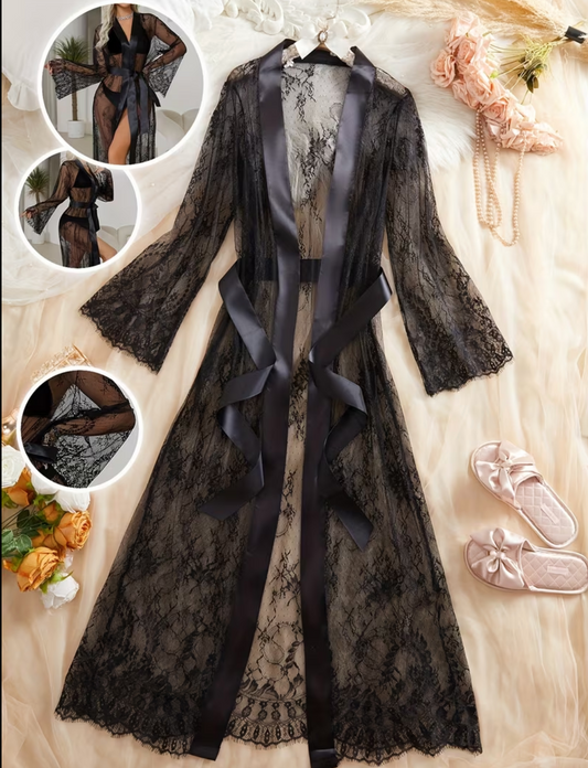Kimono dentelle noir Temu