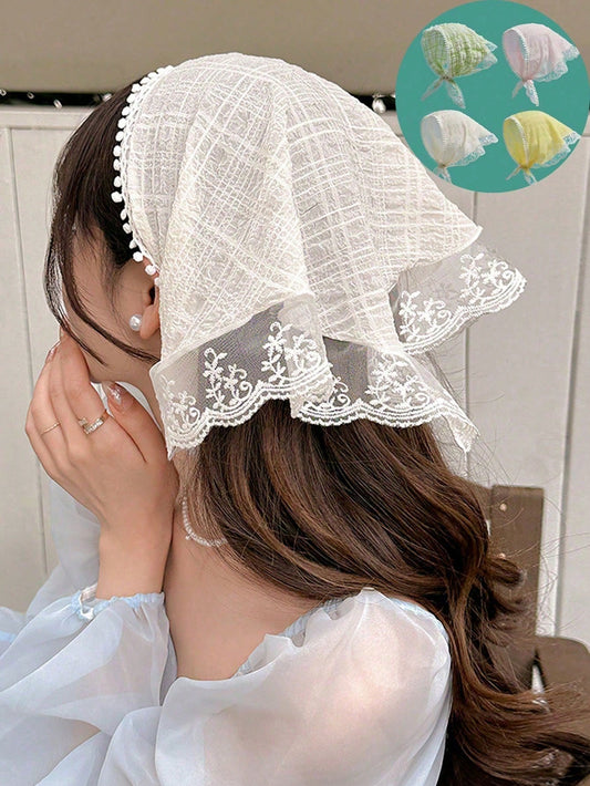 Foulard triangulaire en dentelle de style campagnard français