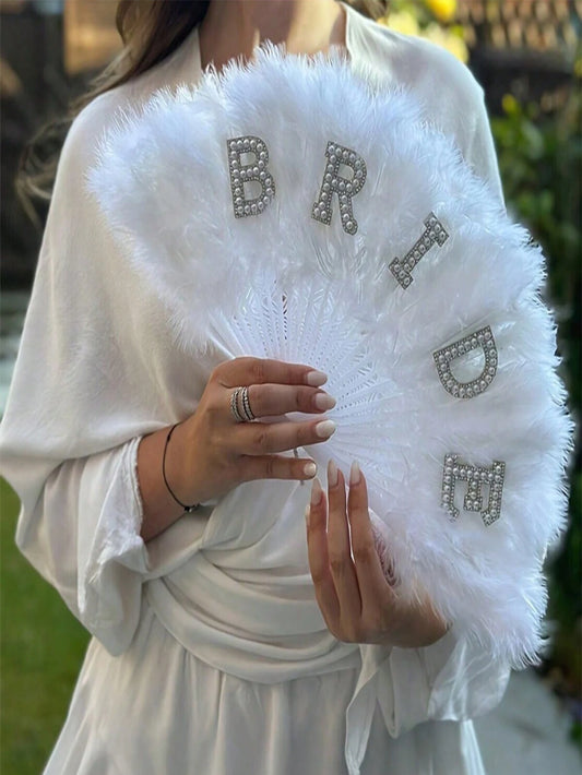 Petit éventail en plume bride shein