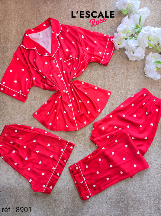 Pyjama en satin 3 Ps 8901