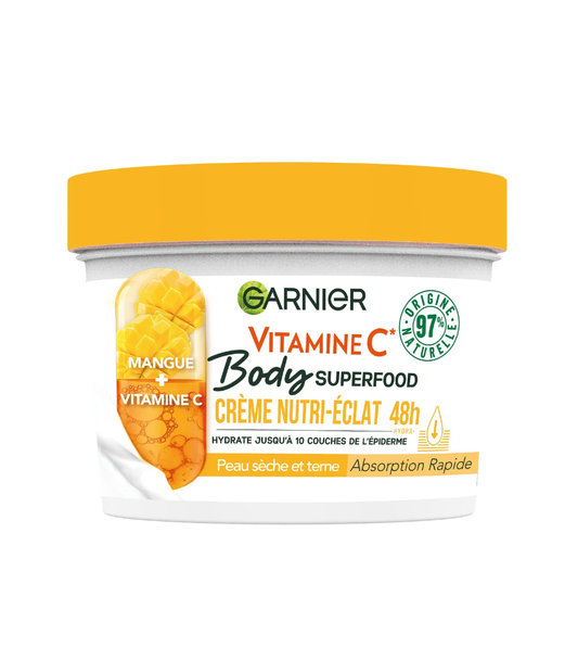 Crème Corps Peau Normale à Sèche Éclat Mangue et Vitamine C Body Super Food GARNIER