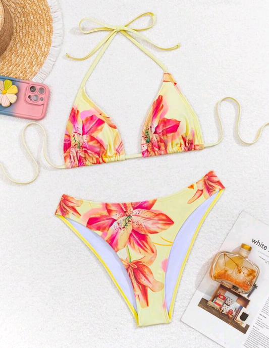 Bikini jaune fleur