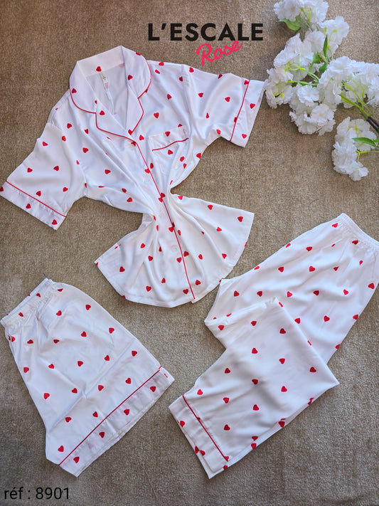 Pyjama en satin 3 Ps 8901